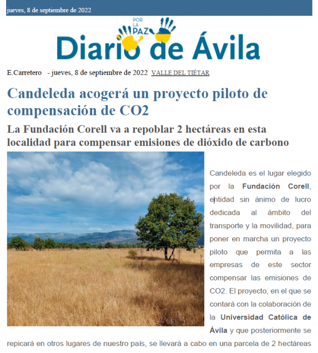 La Fundación Corell pondrá en marcha un proyecto piloto de compensación de CO2 repoblando 2 hectáreas de terreno en Candeleda